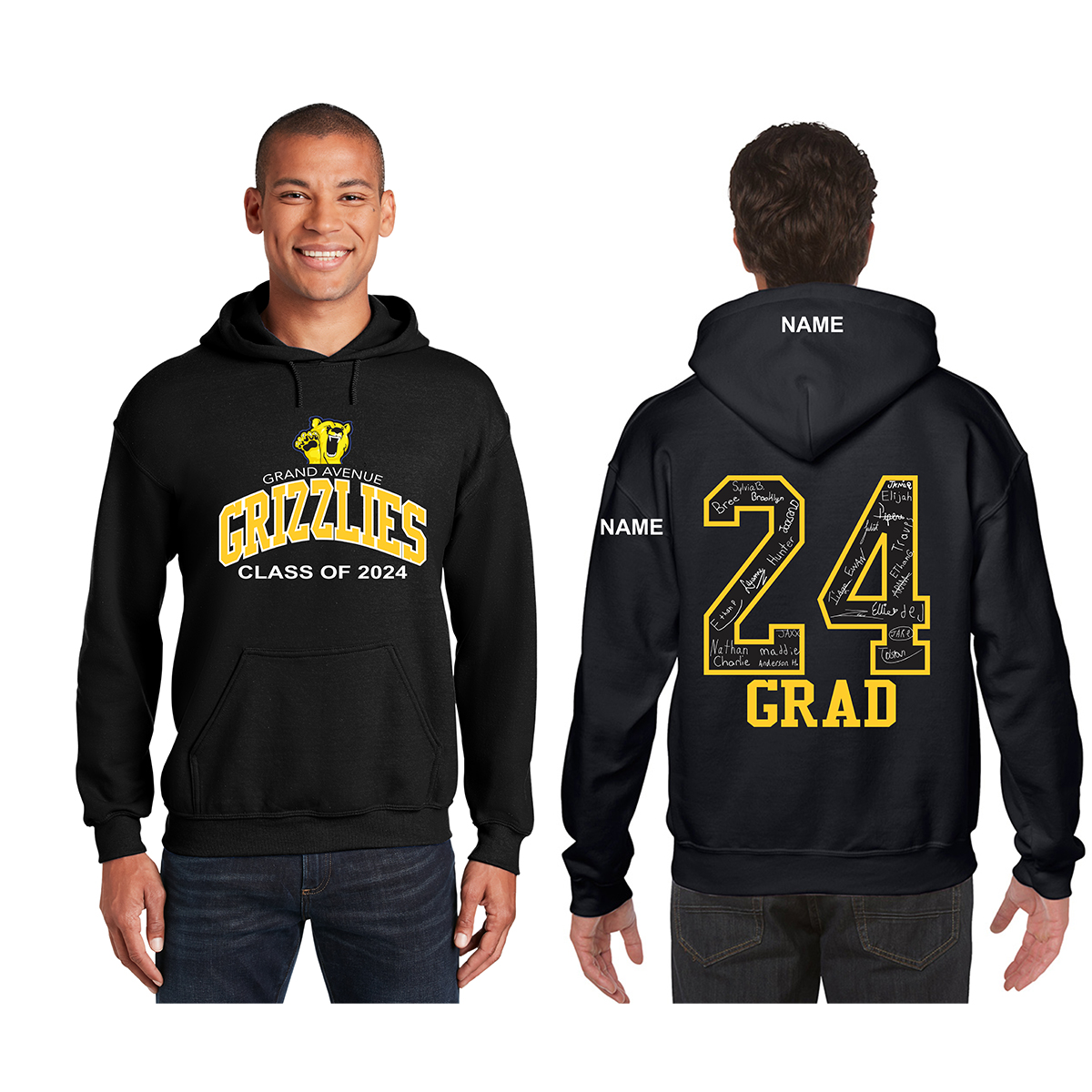 Grand Avenue Grizzlies Class of 2024 Gradhoodie Embroidered – #GAG-JLH ...